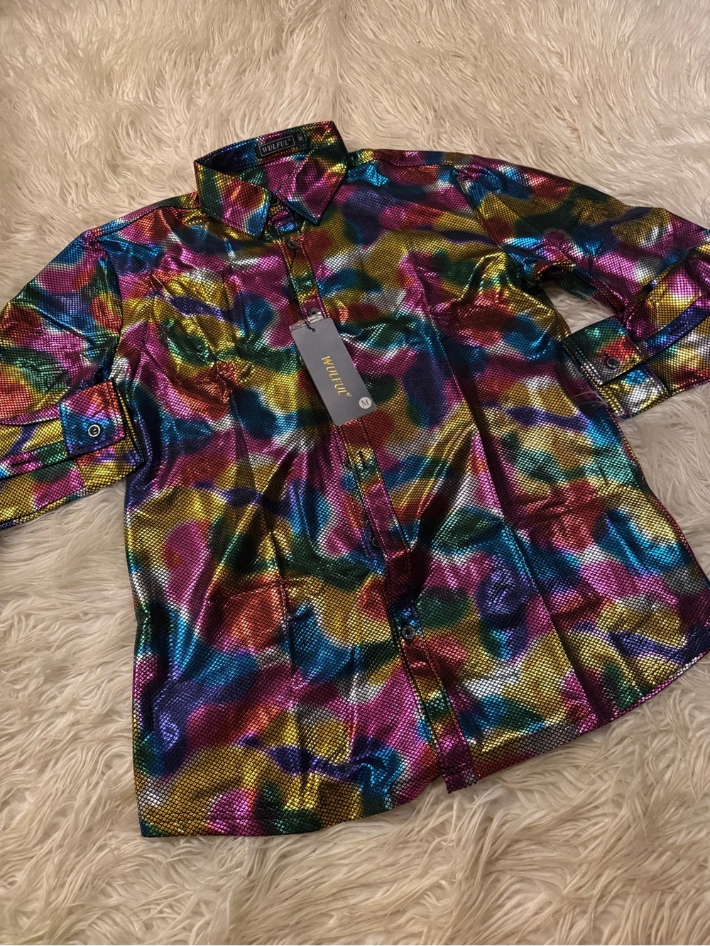 Men's Metallic Multicolor Button-Up Shirt (E9)